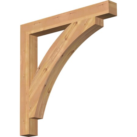 Ekena Millwork Thorton Block Smooth Bracket, Western Red Cedar, 3 1/2"W x 32"D x 32"H BKT04X32X32THR05SWR